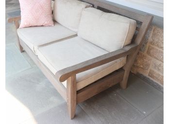 Restoration Hardware Outdoor Teakwood Bench With Cushions