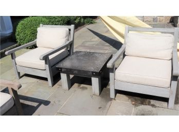 Restoration Hardware Outdoor Teakwood Chairs With Cushions Includes 1 Outdoor Teakwood Side Tables