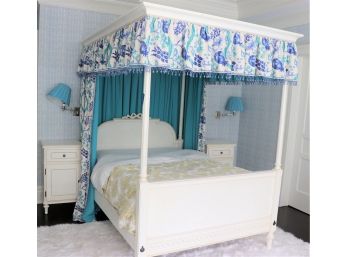 Beautiful Canopy Bed With Gorgeous Custom Drapes By Zoya B & Matching Nightstands No Bedding Included