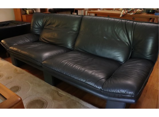 Vintage Formitalia Modern Italian Leather Sofa In Dark Blue Leather