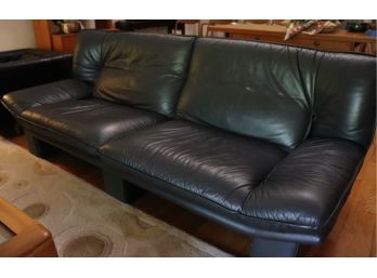 Vintage Formitalia Modern Italian Leather Sofa In Dark Blue Leather