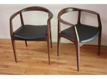 Pair Of Brazilian Aristeu Pires Modern Armchairs With Black Leather Seat