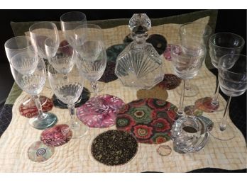 Assorted Decorative Crystal Pieces & Amazing Quilted Decorative Wall Art