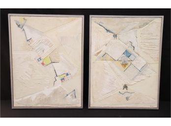 Pair Of Mixed Media Collages Ascend & Descend By Anita Lifson Abstract Art 12.5 X 16.5