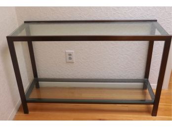 Modern Style Bronze Finish Metal & Glass Console Table