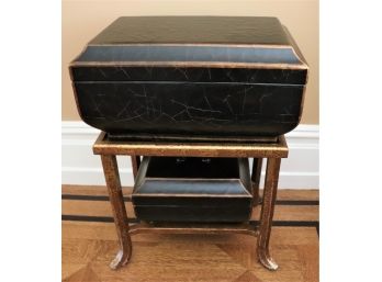 Vintage Pair Of Casket Boxes On Gilded Stand/Side Table