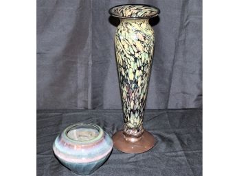 Artisan Tabletop Decorative Accessories  Signed Art Glass & Glazer Pottery
