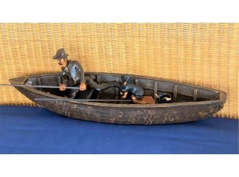 Hand Crafted Fishing Boat With Fisherman & Best Friend