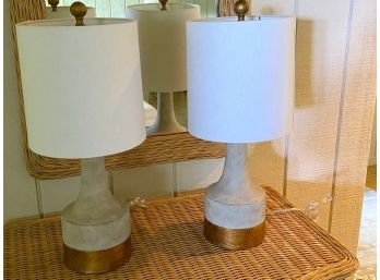 Pair Of Modern Style Decorative Table Lamps With Golden Details