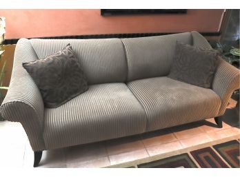 Art Deco Style Tight Back & Seat Upholstered Roll Arm Sofa