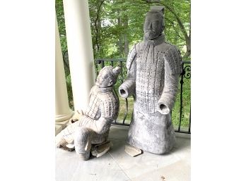 Pair Of Terracotta Warriors  Qin Dynasty Reproduction