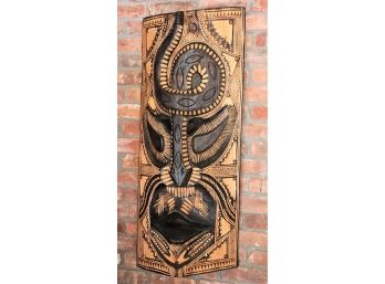 Super Cool Carved African Wall Hanging Shield With Rattlesnake Details