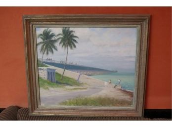 135.Signed Original Painting On Canvas Of Florida Landscape  29W X 25.5H