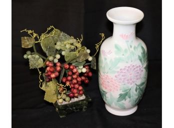 Jade & Marble Grape Vine Bonsai Plant With Andrea By Sadek Vase