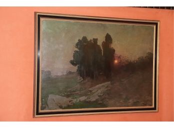 Amazing Antique Ukrainian Signed Artwork  Painting On Board In Wood Frame