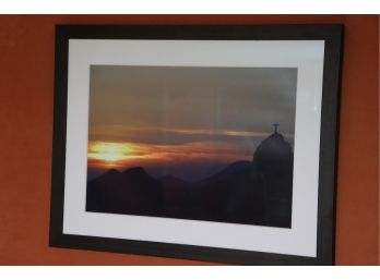 Framed Photograph Of Sunset At Christ The Redeemer In Rio De Janeiro  32W X 25H