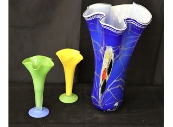 35.3 Amazing Art Glass Vases  2 By Orrefors & 1 By Arabesque