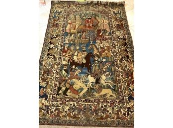 Exquisite Handmade Persian Wool Area Rug  Depicting Ottoman Empire Fighting Scene