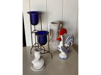 Eclectic Assortment Of Decorative Accessories  Ceramic Rooster & More