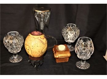 Assorted Decorative Tabletop Accessories  Votive Holders, Wine Decanter & More