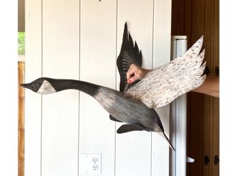 Fantastic Hand Painted Wood & Metal Hanging Goose Sculpture