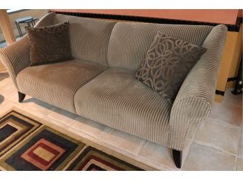 Art Deco Style Tight Back & Seat Upholstered Roll Arm Sofa