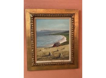 Signed Thomas Kerry Original Oil On Canvas Painting In Gilded Wood Frame With Linen Mat