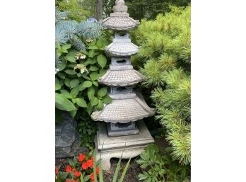 4 Tiered With Base  Vintage Cement Pagoda