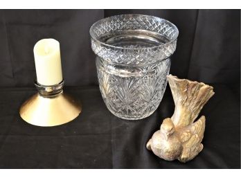 Cut Crystal Ice Bucket By Design Guild & Assorted Decorative Accessories