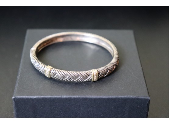 Sterling Braided Bracelet With 14K Accents