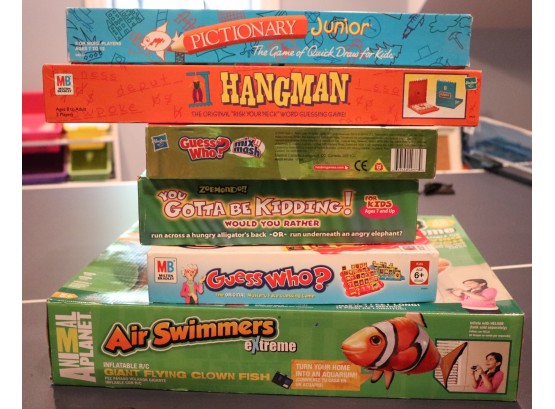 Lot Of Assorted Children's Board Games, Guess Who, Hangman, Pictionary Junior
