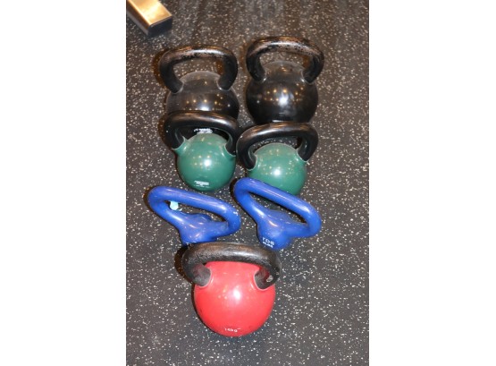 Lot Of Assorted Sized Kettle Bells 8lb - 15lbs