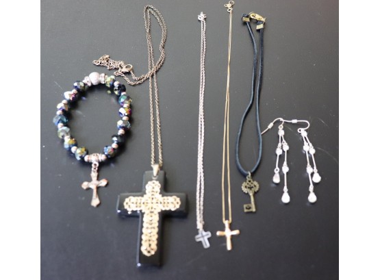 Assorted Lot Of Women's Jewelry With Assorted Crosses