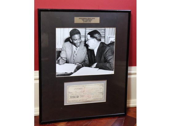 Jackie Robinson And Branch Rickey ' The Contract ' Picture With Original Check Signed By Jackie Robinson