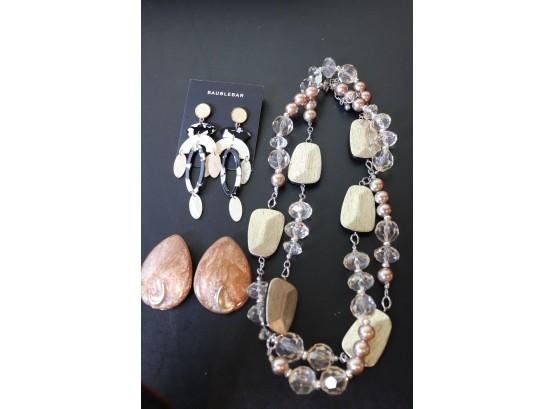 Chico's Necklace With Plastic Crystals And Baublebar Earrings