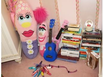 Lot Of Kids Items Including Kooky Klicker Pens, Pillows And Books
