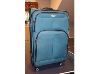 Large Blue Samsonite Fabric Luggage Suitcase With Handle And Wheels