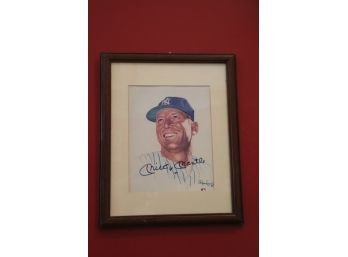 Mickey Mantle New York Yankees Autographed Print By Ron Lewis 89'