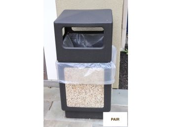 Pair Of Heavy Duty Decorative Outdoor Garbage Cans