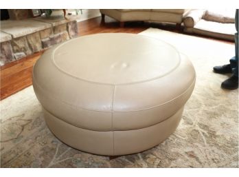 Round Cream Leather Ottoman From Bloomingdales