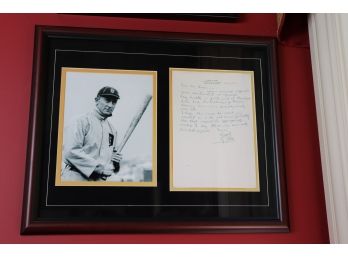 RARE Ty Cobb Baseball Picture With Handwritten Letter Signed By Ty Cobb Authenticated By JSA