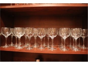 Large Lot Of Matching Wine Glasses