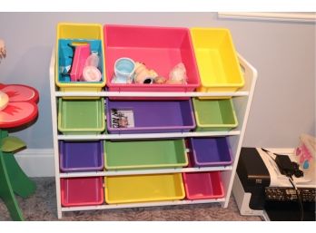 Multicolor Storage Bin With Plastic Bins Great For Children's Toys
