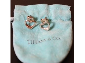 Tiffany & Co Sterling Petite Tiff Heart Earrings