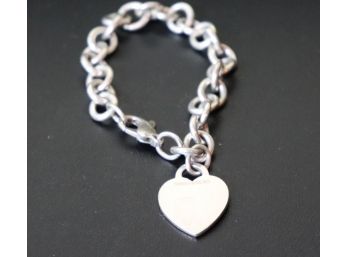 Tiffany & Co Sterling Heart Charm Link Bracelet