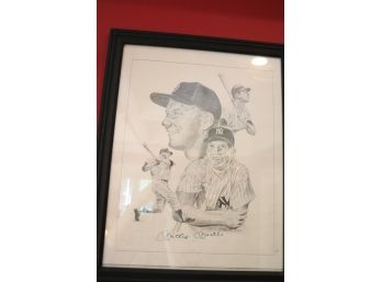 Mickey Mantle NY Yankees Autographed Images Of Mickey Picture Signed  By Mickey Mantle And Artist J. Hash 4-84