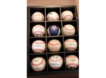 Baseball Display Case With 3 Signed Balls And Rawlings Baseballs