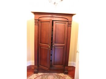 Large Wood Armoire With 2 Shelves And 3 Drawers. Clothing Not Included