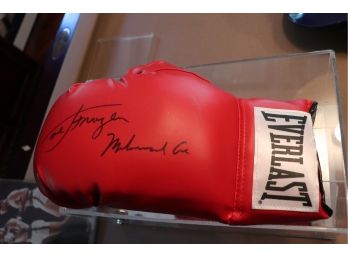 53.	Signed Muhammad Ali & Joe Frazier Everlast Boxing Glove With Signed Picture Of Ali PSA DNA E4707
