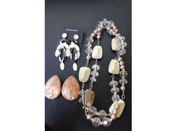Chico's Necklace With Plastic Crystals And Baublebar Earrings